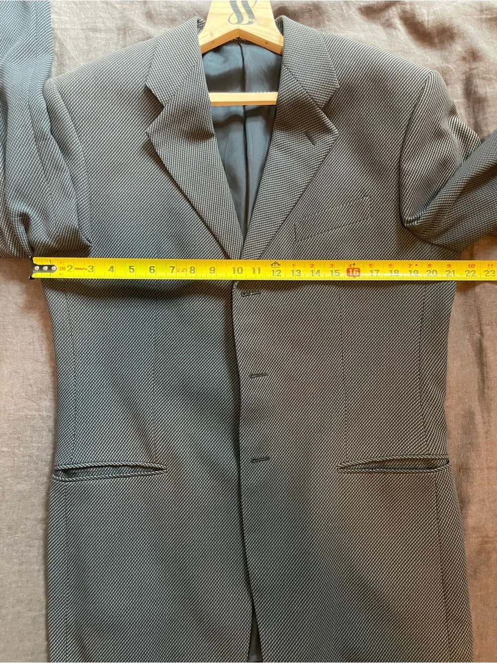 Armani Collezioni Italian Vintage 3 Button Dark Grey Houdstooth Sport Coat 40R